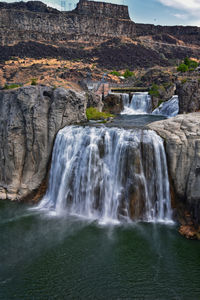 Scenic view of waterfall