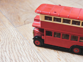 Close-up of toy car on table