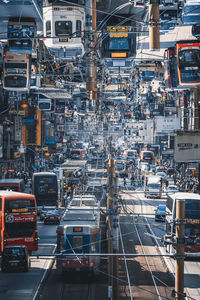 High angle view of traffic on city street