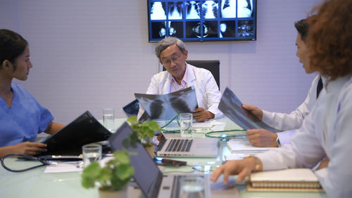 People working on table