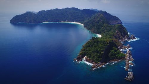 High angle view of bay and sea against sky ,nyaung oo phee island