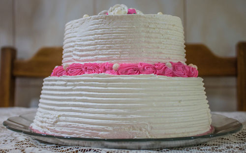 Close-up of cake on table