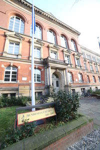 Low angle view of building against clear sky