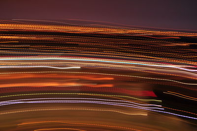 Light trails on road at night