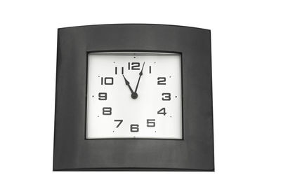 Close-up of clock on white background