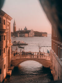 Bridge over river in city