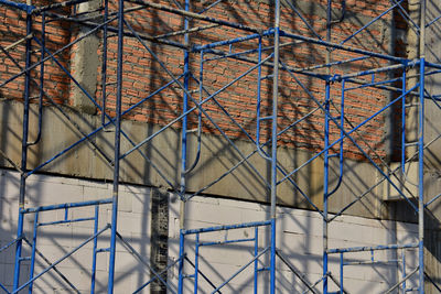 Scaffolding on a building under construction.