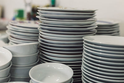 Close-up of stack of bowls in bowl