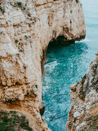 Beautiful view rocks and cliffs along the coast of lagos, algarve, portugal