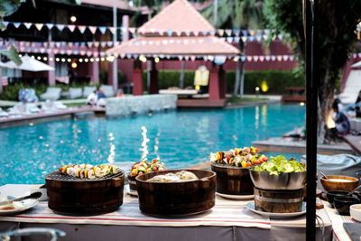 View of people in swimming pool