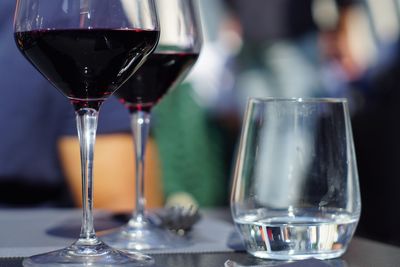 Close-up of wine glass on table