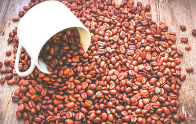 High angle view of coffee beans