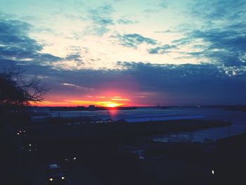 Scenic view of sea at sunset