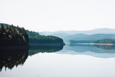 Scenic view of lake against clear sky