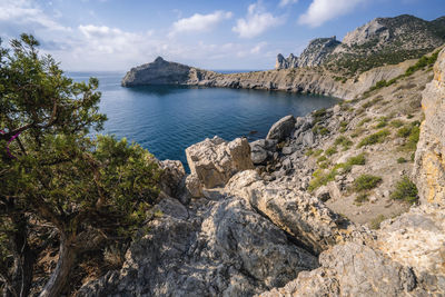 Novyi svit, crimea, sudak. cape named kapchik, sea is black sea. 