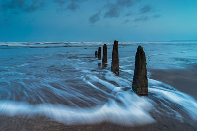 Beautiful beach groynes on westward ho beach in north devon 