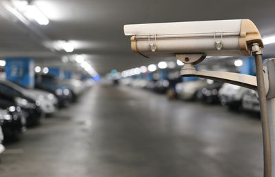 Close-up of illuminated parking lot