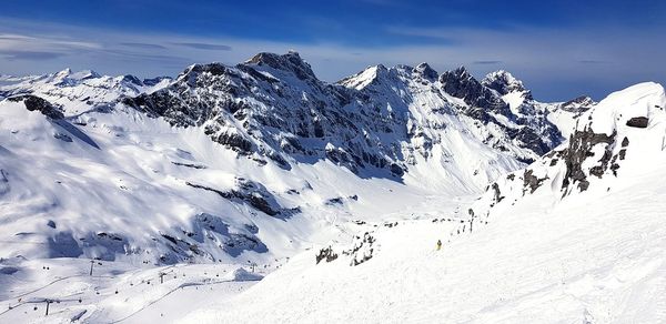 Snow covered mountain against sky