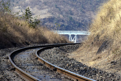 High angle view of railroad tracks