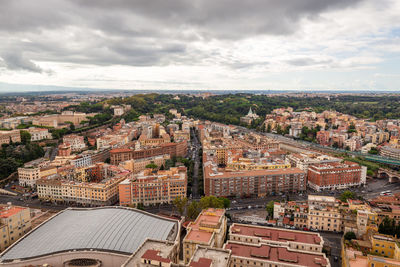 High angle shot of townscape against sky