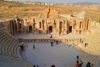 High angle view of tourists