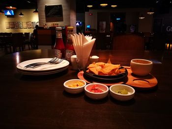 Table and chairs in restaurant