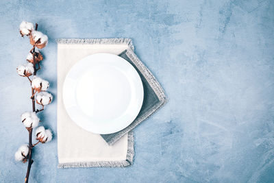 Directly above shot of tea cup on table