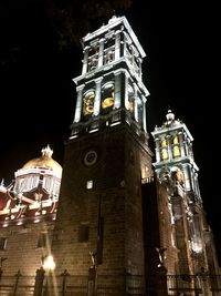 Low angle view of church at night