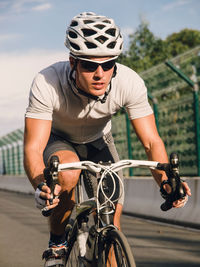 Man riding bicycle