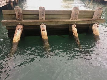 High angle view of pier over sea