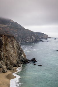 The big sur coastal area with crags and cliffs, photo taken near the bixby bridge, usa