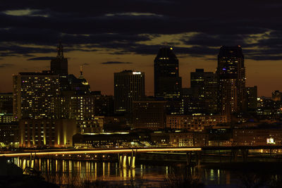 Illuminated city at night