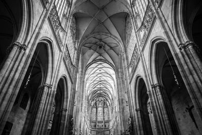 Low angle view of gothic church ceiling