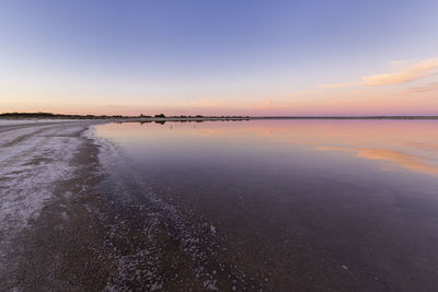 Scenic view of sea against sky at sunset