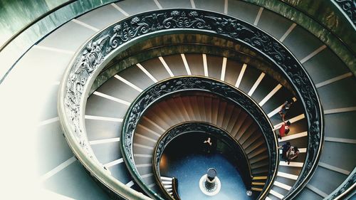 High angle view of spiral staircase