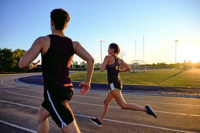 Full length of teenage boy running