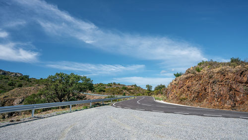 Surface level of road against sky