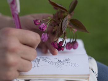 Cropped hand holding flower