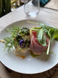 High angle view of food on table