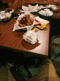 High angle view of food on table