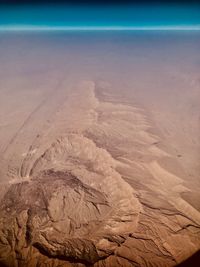 High angle view of land against sky