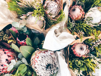 High angle view of flower bouquet