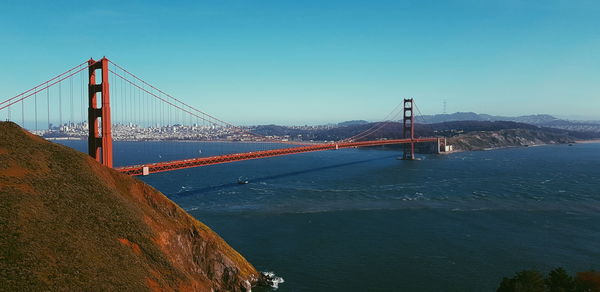 Suspension bridge over sea