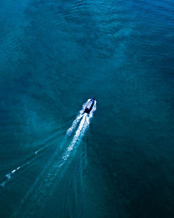 Aerial view of boat in sea