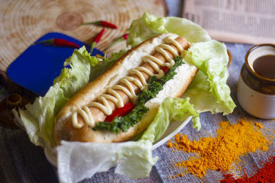 Close-up of food on table