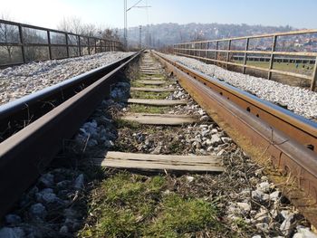 High angle view of railroad tracks