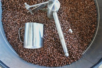 High angle view of coffee beans