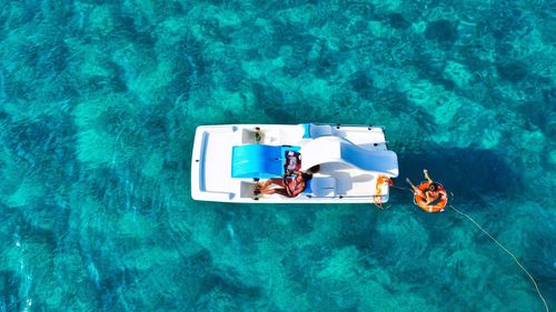 High angle view of people in swimming pool