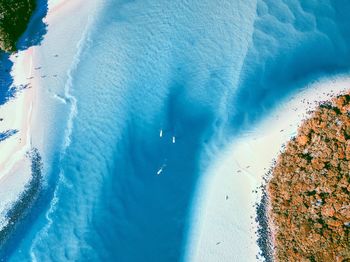 Aerial view of sea during sunny day