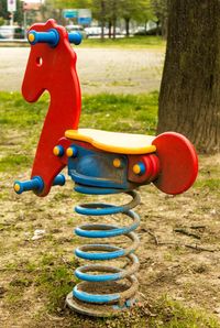 Close-up of toy in park